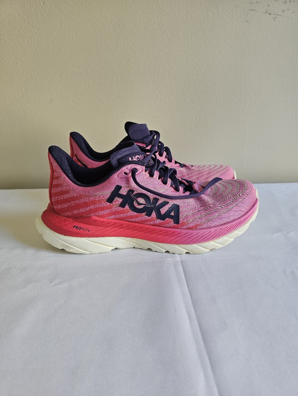 Hoka One One Women’s Pink and Navy Running Shoes